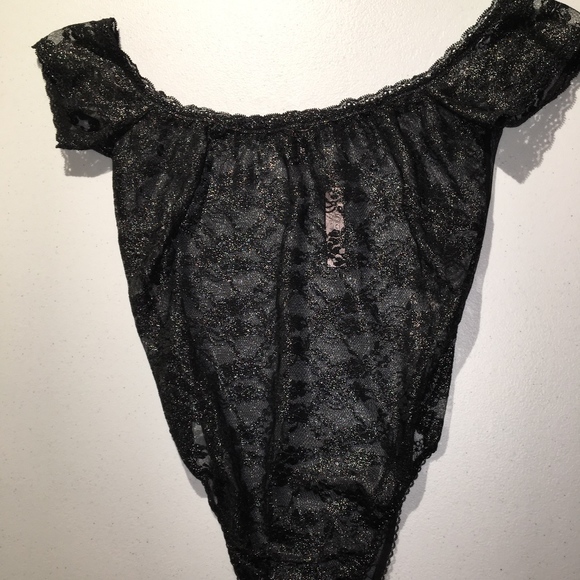 Victoria's Secret Other - Shiny Black Lace Lingerie Body Suit